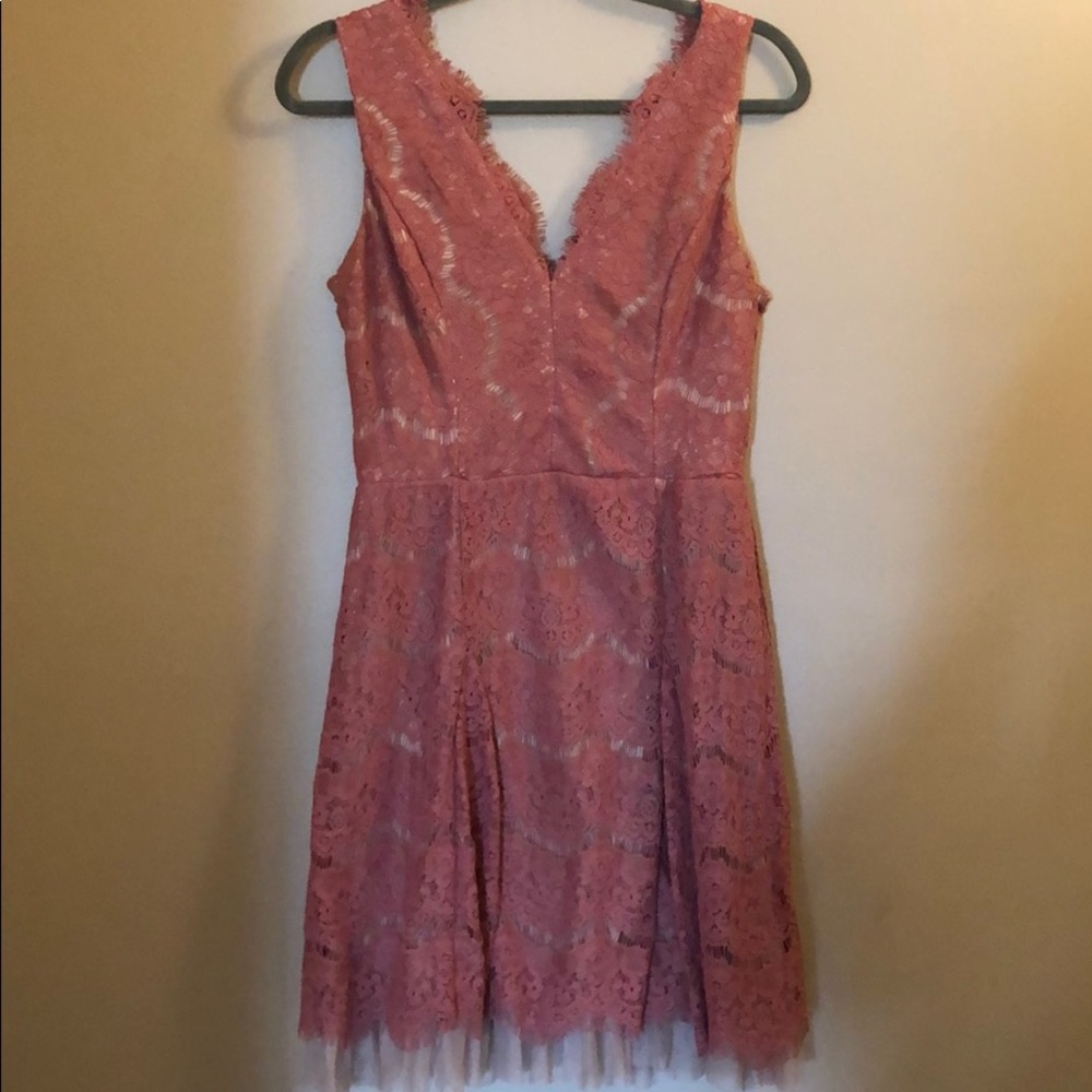 Blush pink lace dress